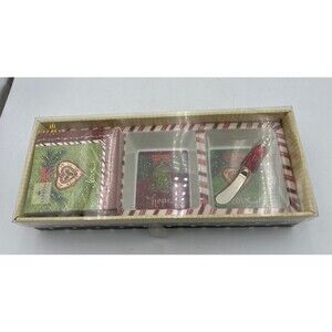 Cypress Home "Holiday Glow" Christmas Condiment Set-Tray, Spreader & Napkins NEW